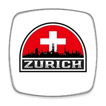 Zürich Schweiz Skyline Silhouette Schweizer Flagge T. - Viereckiger Kühlschrankmagnet - Weiß - Vorne