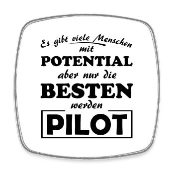 Pilot - Viereckiger Kühlschrankmagnet - Weiß - Vorne