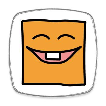 Lustiges quadratisches Emoji Emoticon Kawaii Ausdrucksgesicht - Viereckiger Kühlschrankmagnet - Weiß - Vorne