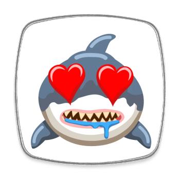 Funny Shark Whale Emoticon Anime Cartoon - Square fridge magnet - white - Front