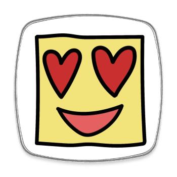 Funny Square Face Emoticon Kawaii Expression - Square fridge magnet - white - Front
