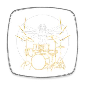 Drums Da Vinci - Cadeau Drummer Rock - Magnet carré - blanc - Devant