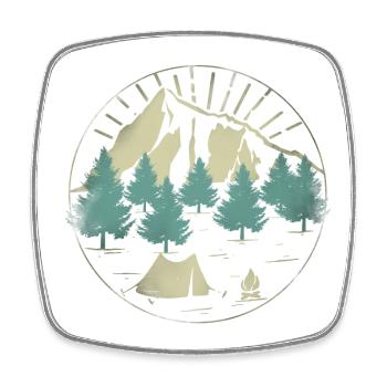 Mountains nature tents - Square fridge magnet - white - Front