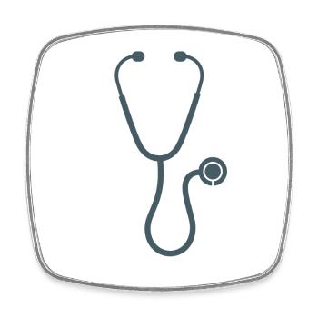 Minimalistisches Stethoskop Medizinisches Symbol - Viereckiger Kühlschrankmagnet - Weiß - Vorne