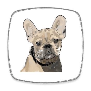 Français Bulldog - Magnet carré - blanc - Devant