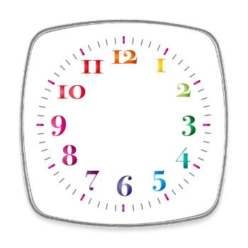 Dial with colored digits without clock hands - Square fridge magnet - white - Front