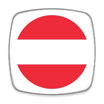 Autocollant rond drapeau de l'Autriche Oesterreich Autriche - Magnet carré - blanc - Devant