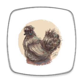 Braunes Seidenhuhn - Viereckiger Kühlschrankmagnet - Weiß - Vorne