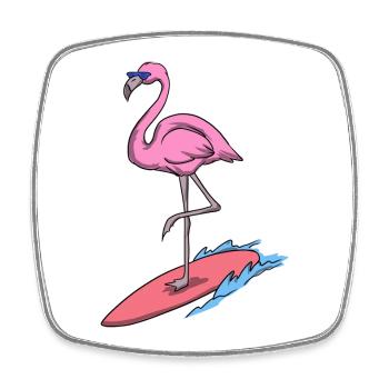 Cool Flamingo Surf Holiday Summer Sun Holidays - Square fridge magnet - white - Front