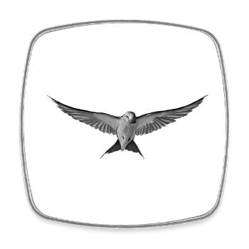 Grey bird in monochrome flight - Square fridge magnet - white - Front