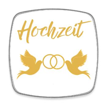 Hochzeit halten Taubenpaar Eheringe golden Heirat - Viereckiger Kühlschrankmagnet - Weiß - Vorne
