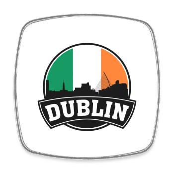 Dublin Irland Skyline Travel Souvenir Irische Flagge - Viereckiger Kühlschrankmagnet - Weiß - Vorne