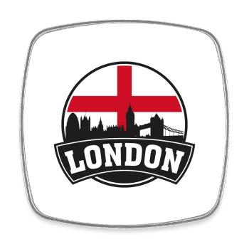 Londres Angleterre Skyline Travel Souvenir British Fla - Magnet carré - blanc - Devant