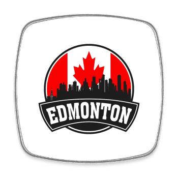 Edmonton Canada Skyline Travel Souvenir canadien F - Magnet carré - blanc - Devant