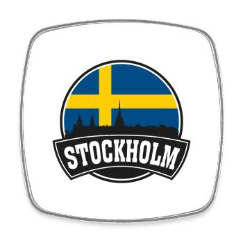 Stockholm Suède Skyline Voyage Souvenir Suédois F - Magnet carré - blanc - Devant