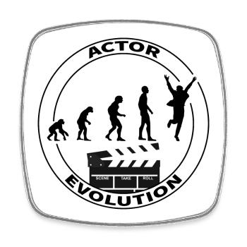 Evolution Schauspieler Darsteller Geschenk - Viereckiger Kühlschrankmagnet - Weiß - Vorne