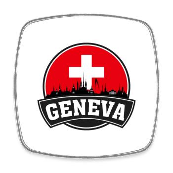 Geneva Switzerland Skyline Travel Souvenir Swiss F - Square fridge magnet - white - Front