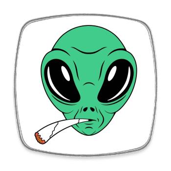 Raucher Alien - Viereckiger Kühlschrankmagnet - Weiß - Vorne