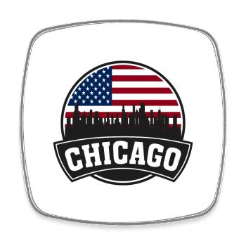 Chicago Illinois USA Skyline Travel Souvenir Ameri - Square fridge magnet - white - Front