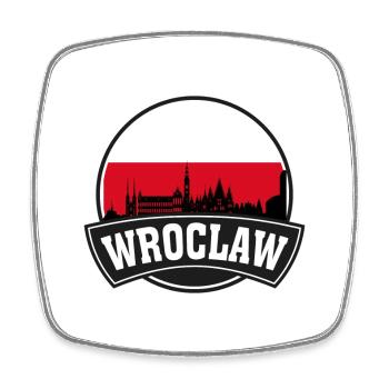 Wroclaw Pologne Skyline Voyage Drapeau Polonais Souvenirs - Magnet carré - blanc - Devant