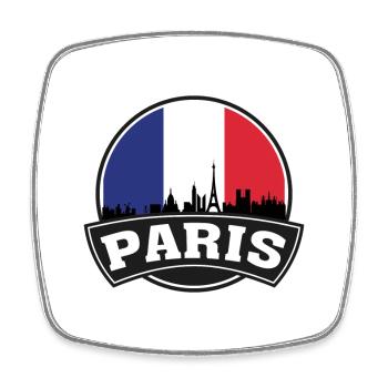Paris France Skyline Travel Souvenir French Flag - Square fridge magnet - white - Front