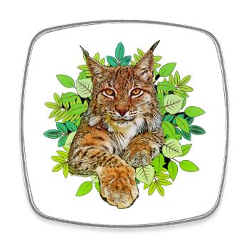 Lynx chat Liberté - Magnet carré - blanc - Devant