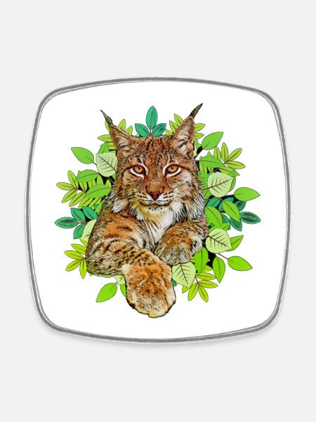 Lynx chat Liberté - Magnet carré - blanc