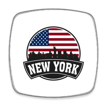 New York New York USA Skyline Travel Souvenir Amer - Magnet carré - blanc - Devant