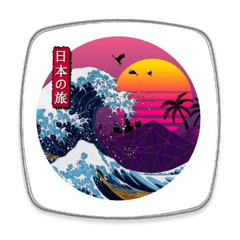 Retro Japanese Wave - Square fridge magnet - white - Front