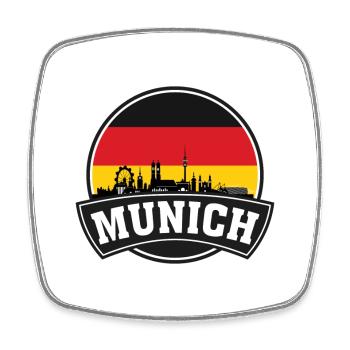München Deutschland Skyline Travel Souvenir Deutsche Flagge - Viereckiger Kühlschrankmagnet - Weiß - Vorne