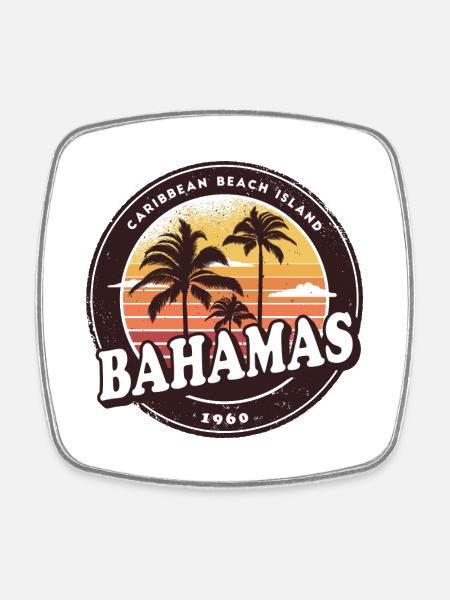 Bahama vintage palmuja suunnittelu - Nelikulmainen jääkaappimagneetti - valkoinen