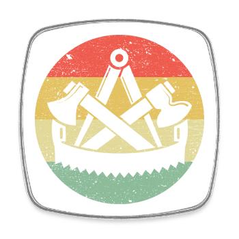 Zimmermann Zunftwappen auf Vintage Retro Farben - Viereckiger Kühlschrankmagnet - Weiß - Vorne
