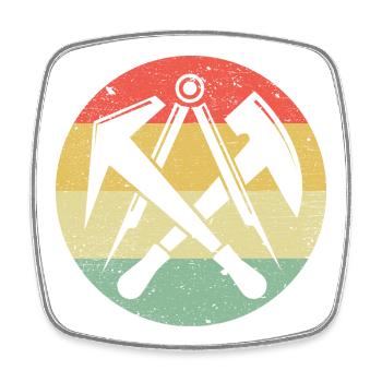 Roofers Guild Icon On Vintage Retro Colors - Square fridge magnet - white - Front