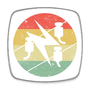 Symbole de guilde d'électricien sur les couleurs rétro vintage - Magnet carré - blanc - Devant