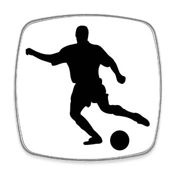 Football player with kick movement to ball - Square fridge magnet - white - Front