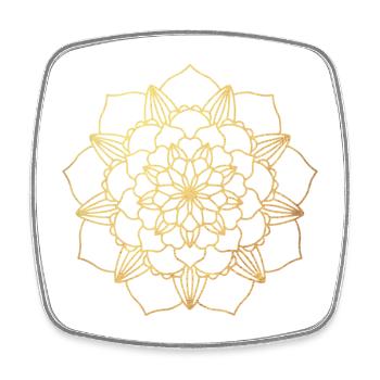 Yoga mandala lines gold blossom meditation energy - Square fridge magnet - white - Front