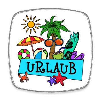 Urlaub Palmen Sommer Sonne Meer Strand Relaxen - Viereckiger Kühlschrankmagnet - Weiß - Vorne