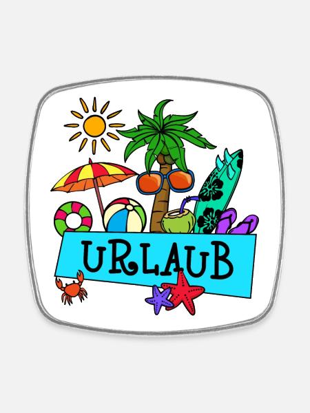 Urlaub Palmen Sommer Sonne Meer Strand Relaxen - Viereckiger Kühlschrankmagnet - Weiß