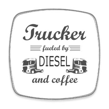 Trucker - Viereckiger Kühlschrankmagnet - Weiß - Vorne