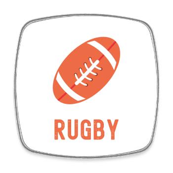 Minimalist Rugby Ball in Orange - Square fridge magnet - white - Front