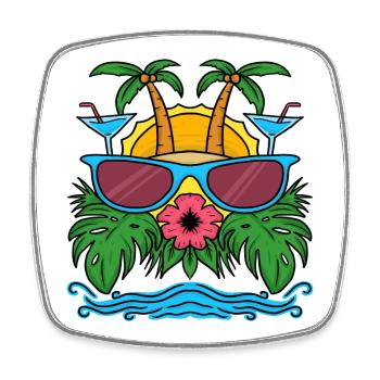 Vacation caribbean hawaii island beach vacation palm trees - Square fridge magnet - white - Front