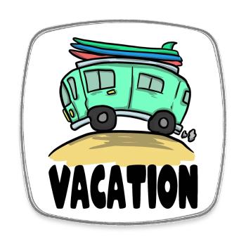 Vacation travel traveling camping break surfing - Square fridge magnet - white - Front