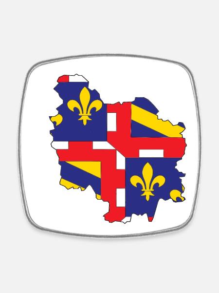 carte de la bourgogne - Magnet carré - blanc
