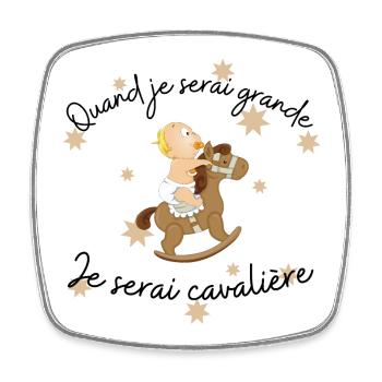 Quand je serai grande Je serai cavalière - Magnet carré - blanc - Devant