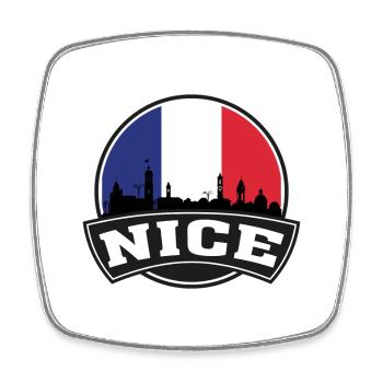Nice France Skyline Travel Souvenir French Flag - Square fridge magnet - white - Front