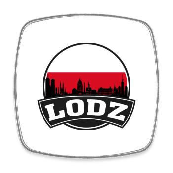 Lodz Pologne Skyline Voyage Drapeau Polonais Souvenirs - Magnet carré - blanc - Devant