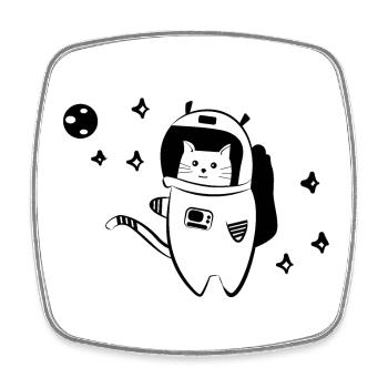 Cool cat in space - Square fridge magnet - white - Front