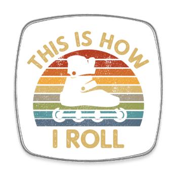Rétro How I Roll Rolle Rolle Skater Cadeau - Magnet carré - blanc - Devant