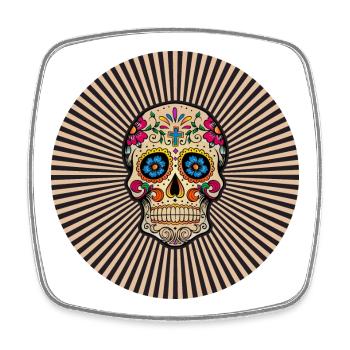 autocollant rond calavera crâne mexicain santa muerte - Magnet carré - blanc - Devant