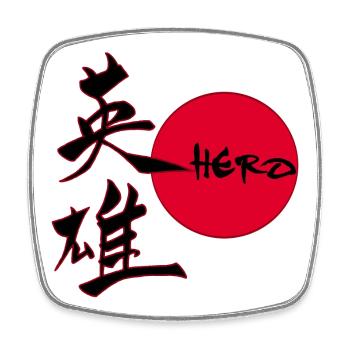 The word hero in Japanese - Square fridge magnet - white - Front